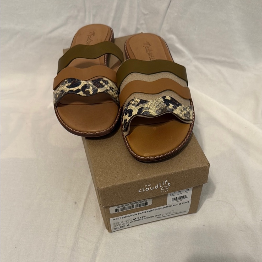 Cloud 9 Tan and Brown Sandals Double Strap Casual